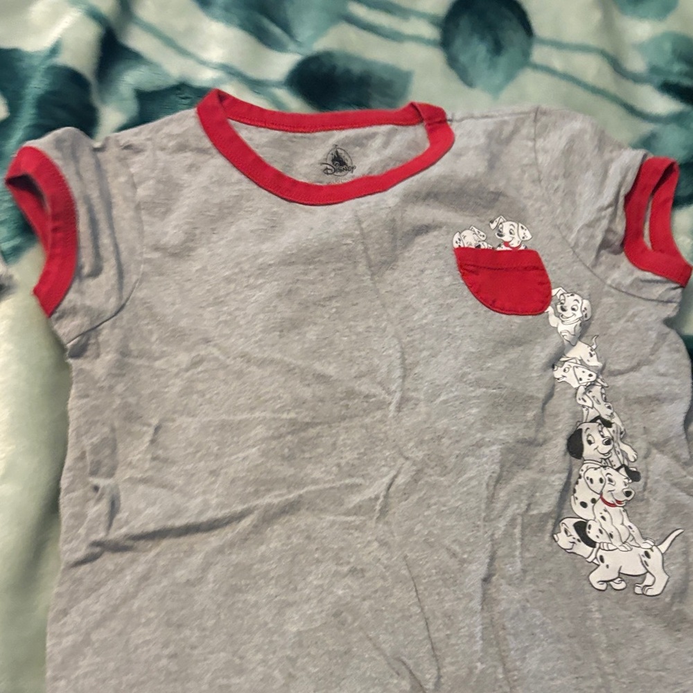 Playful Dalmatian Kids Tee in Gray and Red